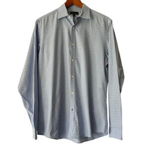 3/$30 Ben Sherman mens long sleeve plaid check button down blue shirt 15.5/34-35